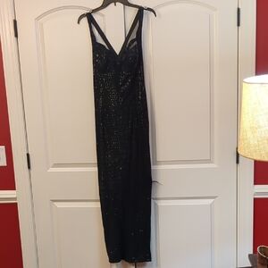 Janine Black Shimmer Panel Formal Dress